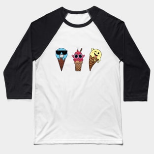 Happy, cool, and wink ice cream emotes Baseball T-Shirt